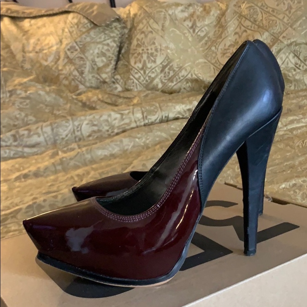 Circus patent maroon and black Heels Size 8.5